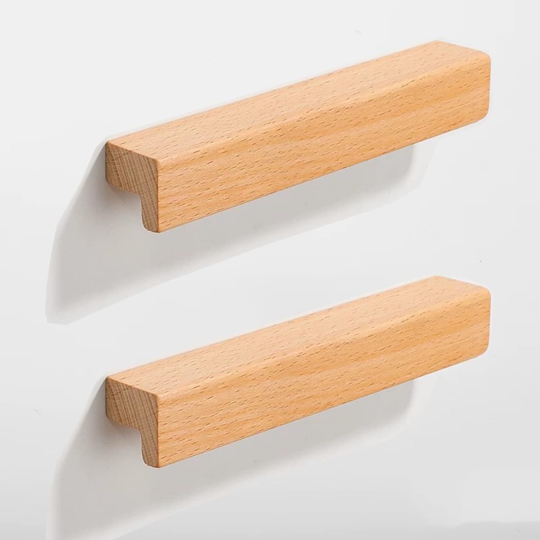 SYZOW Pack of 6 Furniture Handles, Wooden Cabinet Handles, Hole Spacing 160 mm