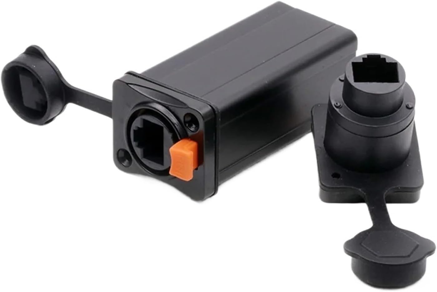 1Pc RJ45 Female Ethernet Connector Electronic Aluminum Alloy/Plastic Housing Case Coupler Adapter D Type Panel Converter(Dark Grey)