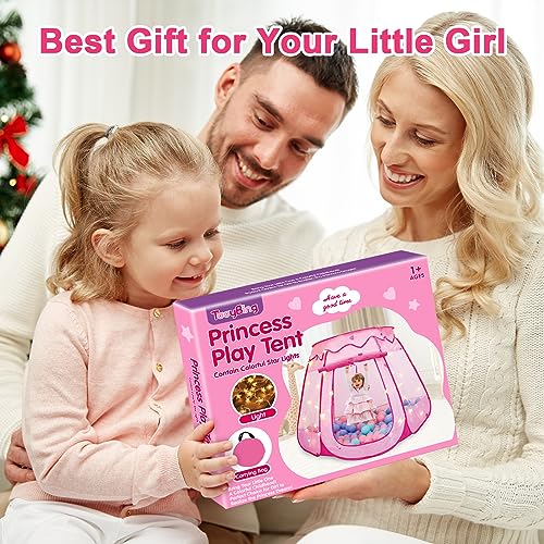 Pop Up Princess Tent with Star Light, Toys for 2 3 Year Old Girl Birthday Gift, Ball Pit for Baby with 1 Carrying Bag, Foldable Kids Play Tent for Toddlers, Two Year Old Girl Toy Indoor Outdoor by TooyBing - Image 7