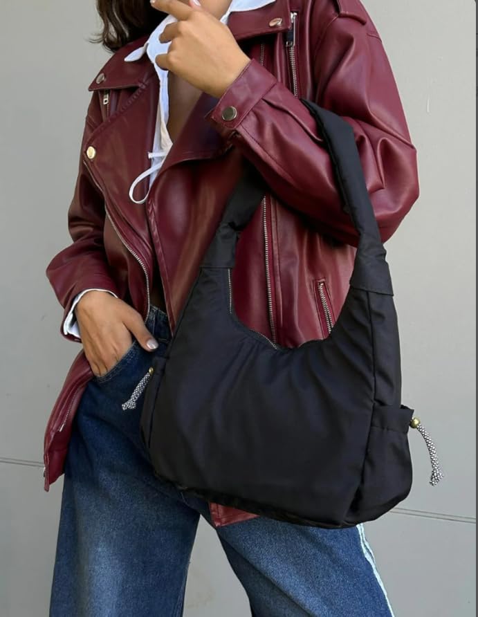 Base'ic Women's Nylon Shoulder Bag – Minimalist Everyday Purse with Gold Hardware, Zipper Closure & Polyester Lining2