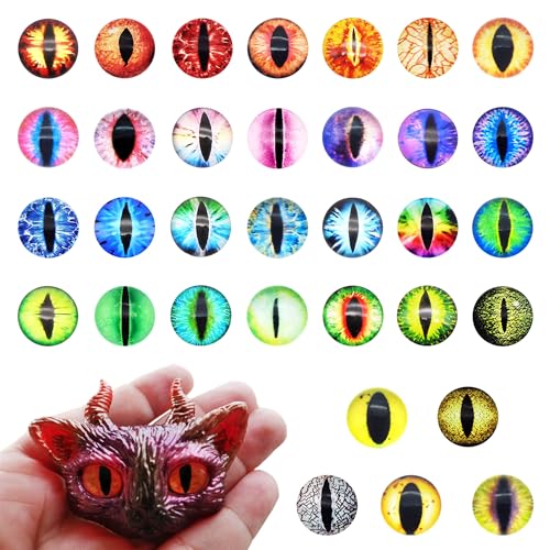 Julie Wang 100PCS 8MM Vertical Pupil Dragon Eyes Glass Cabochon for Polymer Clay Animal Artworks Making Sculptures Props Craft Jewelry DIY Findings