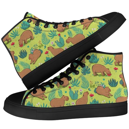 Capybara Shoes Cartoon Capybara Print High Top Canvas Sneakers Gifts for Men Women3