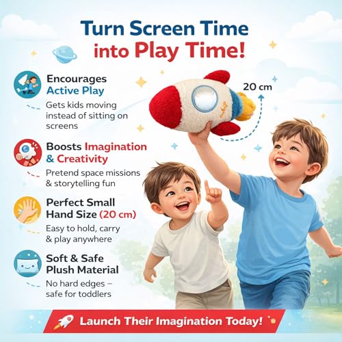Image of Tickles Rocket Soft Stuffed Plush Toy for Kids Boys & Girls Birthday Gifts (Size : 20 cm Color: Red)