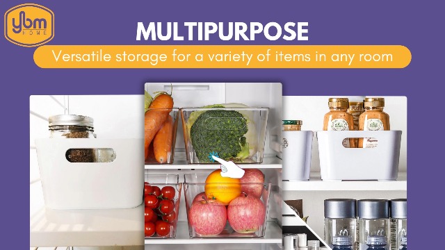 Organizadores y Cajas de Almacenamiento de Plástico Transparente YBM HOME - Set de 6 unidades Medianas, para Cocina, Baño, Juguetes y Despensa miniatura 7