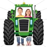 Tiamon Farm Tractor Party Decoration Green Tractor Shaped Photo Prop Backdrop Large Farmyard Photography Banner 60 x 63 in Photo Booth Props for Farmhouse Birthday Party Supplies(Farmyard)