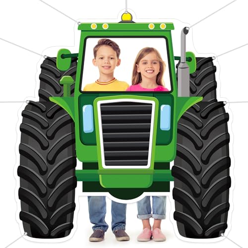 Tiamon Farm Tractor Party Decoration, Green Tractor Photo Prop Backdrop