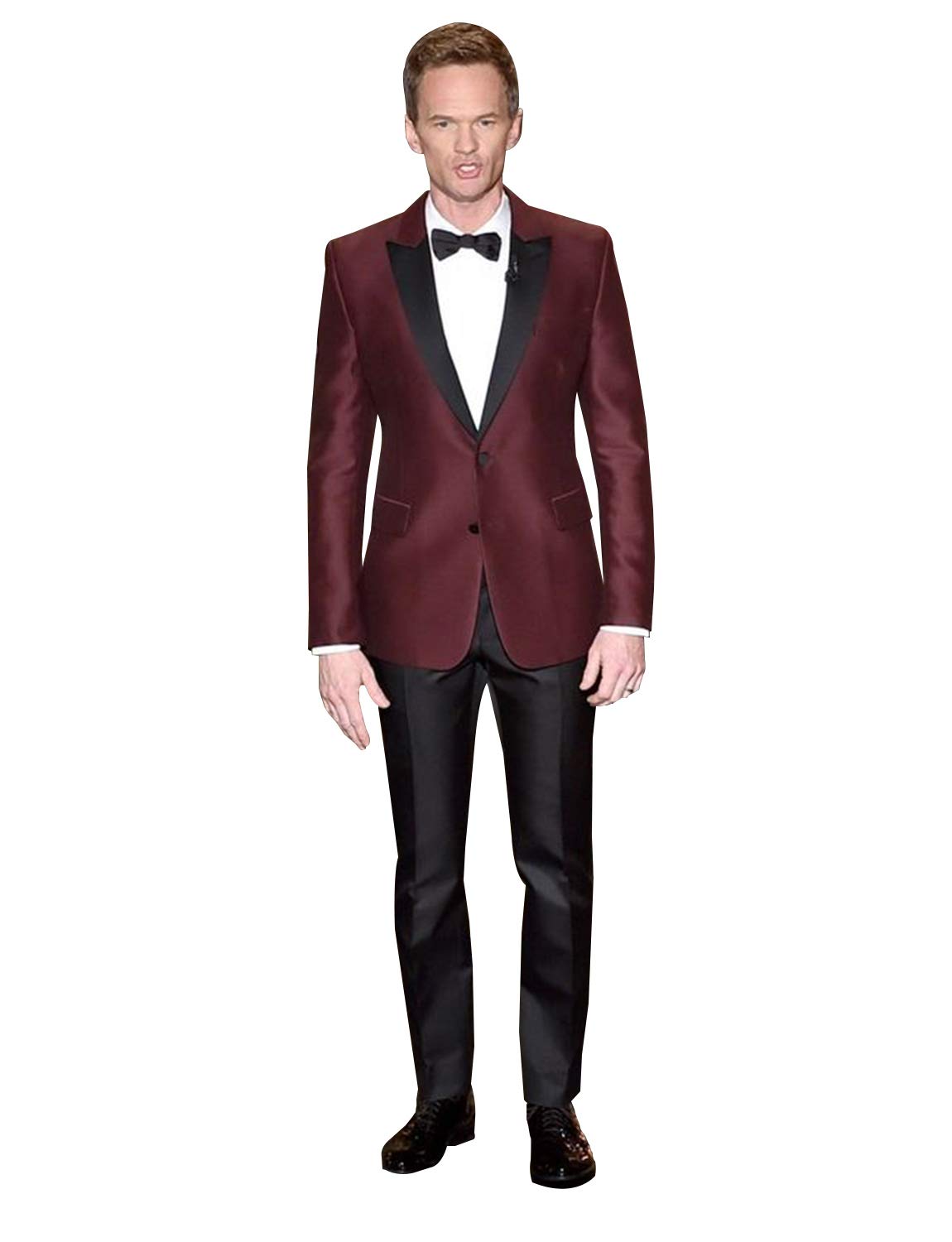 Hombre Solapa Pico 2 Piezas Borgoña Boda Novio Tuxedos Trajes de Negocios Formales (Chaqueta + Pantalones)