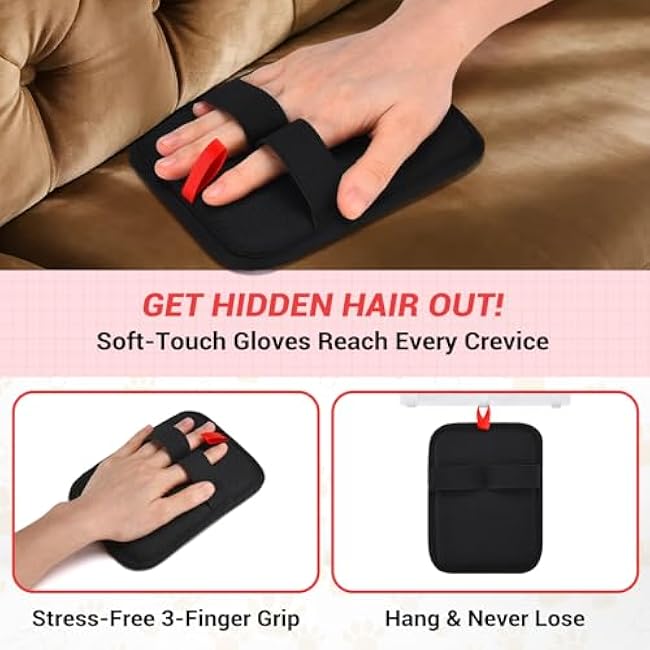 2 PCS Electrostatic Pet Hair Removal Glove, Upgraded Reusable Grooming Gloves for Dogs & Cats, Efficient Fur Remover for Couch, Car Seat, Furniture, Carpet, Animal Fur Removal Tool-nNg6hpM8