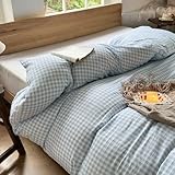 Light Blue Gingham Weighted Blanket Cover 60'x80', Blue Soft Pre-Washed Microfiber Plaid Checked Duvet Cover for Weighted Blanket, Grid Heavy Blanket Duvet Cover (Light Blue Gingham, 60'x80')