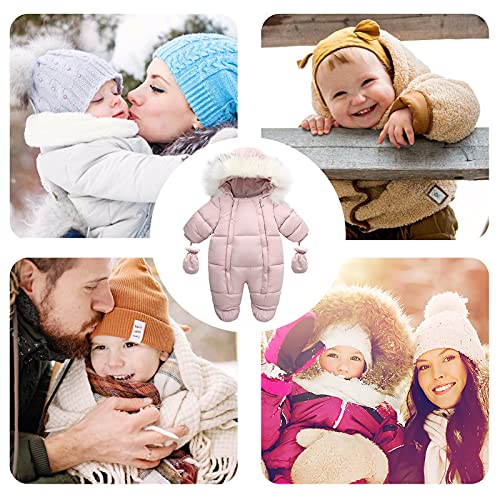Happy Cherry 6-9 Months Baby Bunting Girl Boys Down Snowsuit Cold Weather Clothes Coverall Fleece Footed Jumpsuit Onesie Fur Coat Hoodie Outfit Puffer Suit Romper For Toddler Infant Red #TOP6