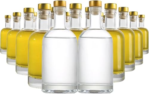 Danmu Paquete de 20 botellas de vidrio, botellas de vidrio pequeñas de 6 onzas, botellas de vidrio con corcho, botellas de vino, botellas de salsa,