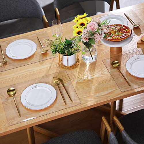 4 Pcs Clear Table Protector 12 x 16 Inch Plastic 1.5mm Thick Table Desk Pad Waterproof Easy Clean Resistant Protective Mat Plastic Protective Cover for Office Computer Writing Dining Desk - Thumbnail 6