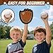 HYES Toss and Catch Ball Game, Outdoor Toys for Kids, Beach Pool Yard Games for Teens & Family, Toddler Baseball Glove Birthday Gifts for 3 4 5 6 7 8+ Year Old Boys & Girls (4 Paddles & 6 Balls)