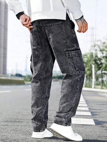 Image of TAGAS Men Loose Fit Men's Flip Pocket Jeans || Mens Stylish Cotton Loose Fit Denim Cargo || Multi-Pocket Styling Pant||