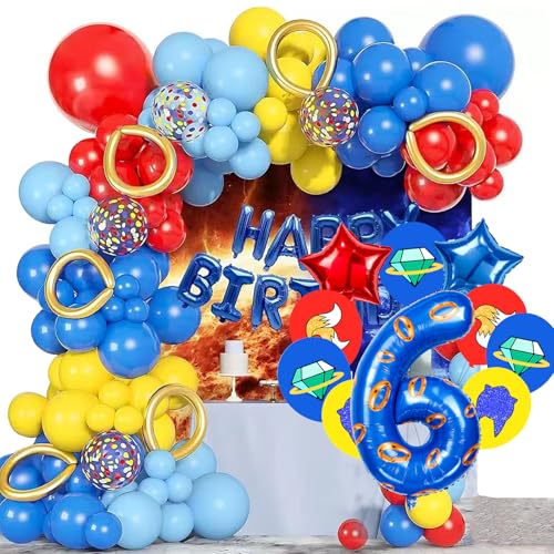 Image of Number 40 Inch Blue and Gold Ring Balloon Birthday Number Decoration Aluminum Film Balloon Suitable for Boys and Girls Blue Theme Party Cartoon Party Decoration Supplies (6)