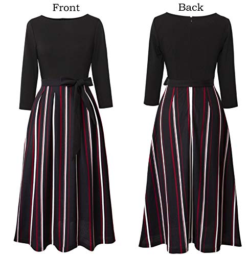 Image of VFSHOW Womens Work Business Casual Church Pockets Belted A-Line Midi Dress