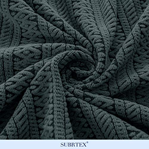 Subrtex 2-Piece Slipcovers Stretch Knit Couch Sofa Stripes Pattern With Cushion Covers For Loveseat Washable Furniture Protector (Large,Gray) #TOP3