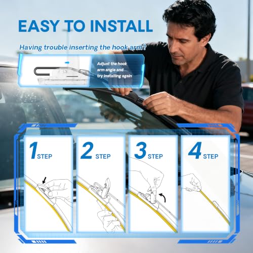 Image of 5 PLUS Premium Silicone Wiper Blades 22 inch+18 inch Front Windshield Wipers 2-PACK | Silicone 22 inch+18 inch Wiper Blades 2 Pack,All Weather Performance,Waterproof Rain,Streak-Free,Long Lasting Harsh Weather Design
