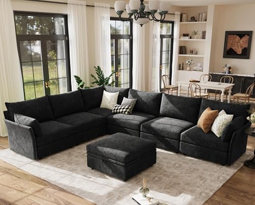 ABCASA 135.5 U-Shaped Modular Sofa with Ottoman