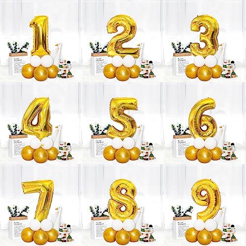 Image of Gold Number Balloons Birthday Balloons - Giant Gold Number 1 Balloon 40 inch, Numbers Balloon Birthday Decorations, Gold Party Supplies for Women Men