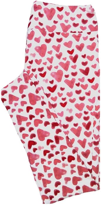 Lularoe Tall Curvy TC Hearts White Red Pink Valentines Buttery Soft Leggings fits Adult Women Sizes 12-18
