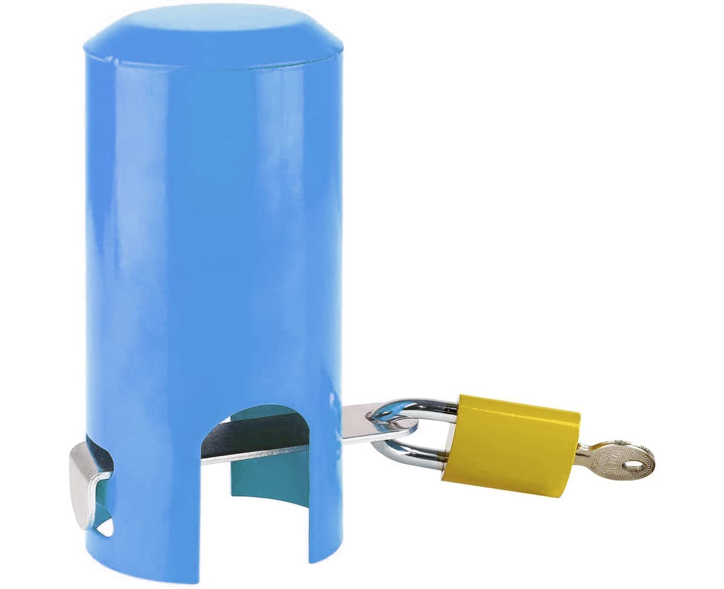 Outdoor Metal Faucet Lock System, Lockable Tap Cover, Child Safty Anti-Theft Water Tap Locks for Outside Taps, Multifunctional Iron Protective Lock for Park Garden (Blue)