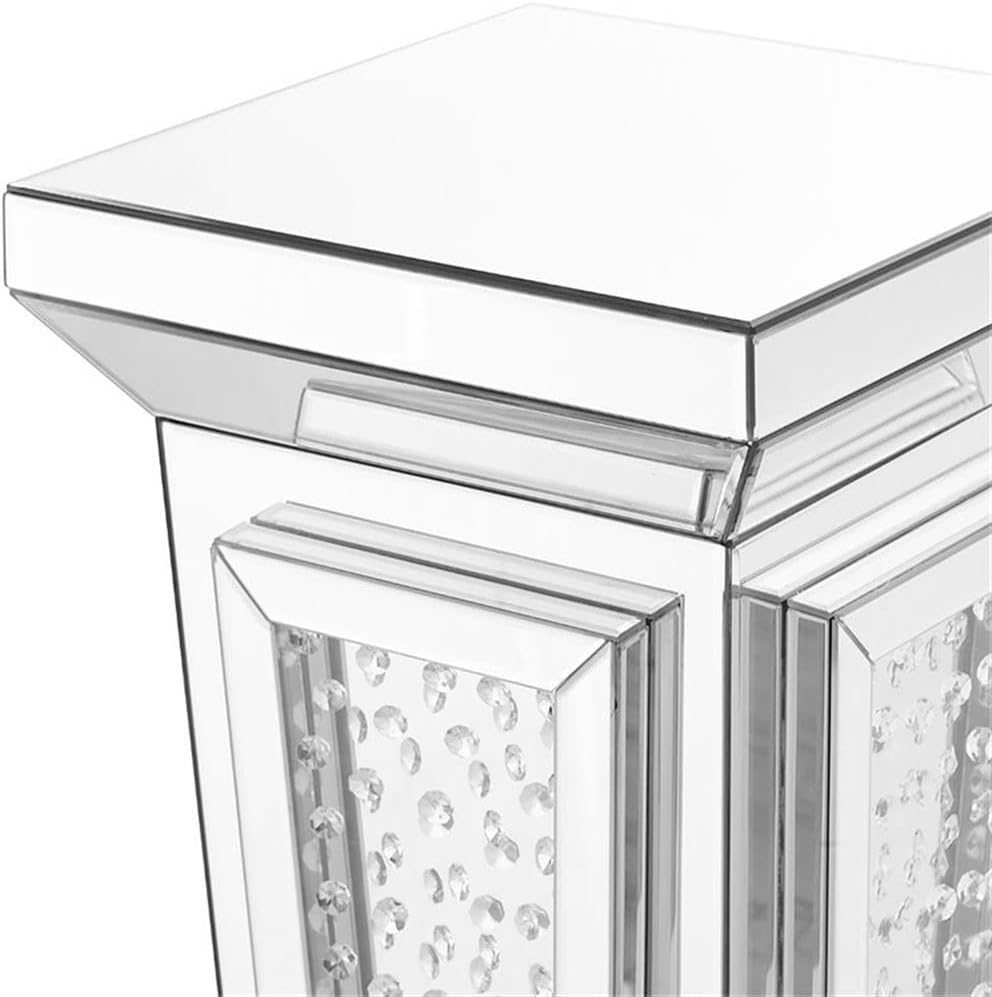 Elegant Decor Modern 36" Clear Crystal Mirrored Accent Pedestal End Table