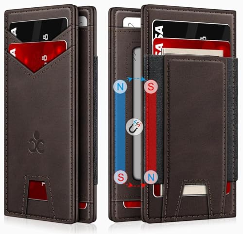 Image of Wallet for Men Slim Leather Wallets for 9-13 Cards, RFID Blocking Thin Card Holder Wallet with ID Window & Stretchable Cash Slot, Minimalist Bifold Small Wallet for Front Pocket, Birthday Gift for Men