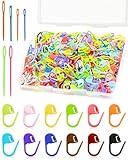 300pcs FIVEIZERO Stitch Markers with 6 pieces of large blunt sewing needles,colorful knitting markers,plastic crochet hook clip,bulk Crochet hook markers for knitting stitch locking clip crochet hooks