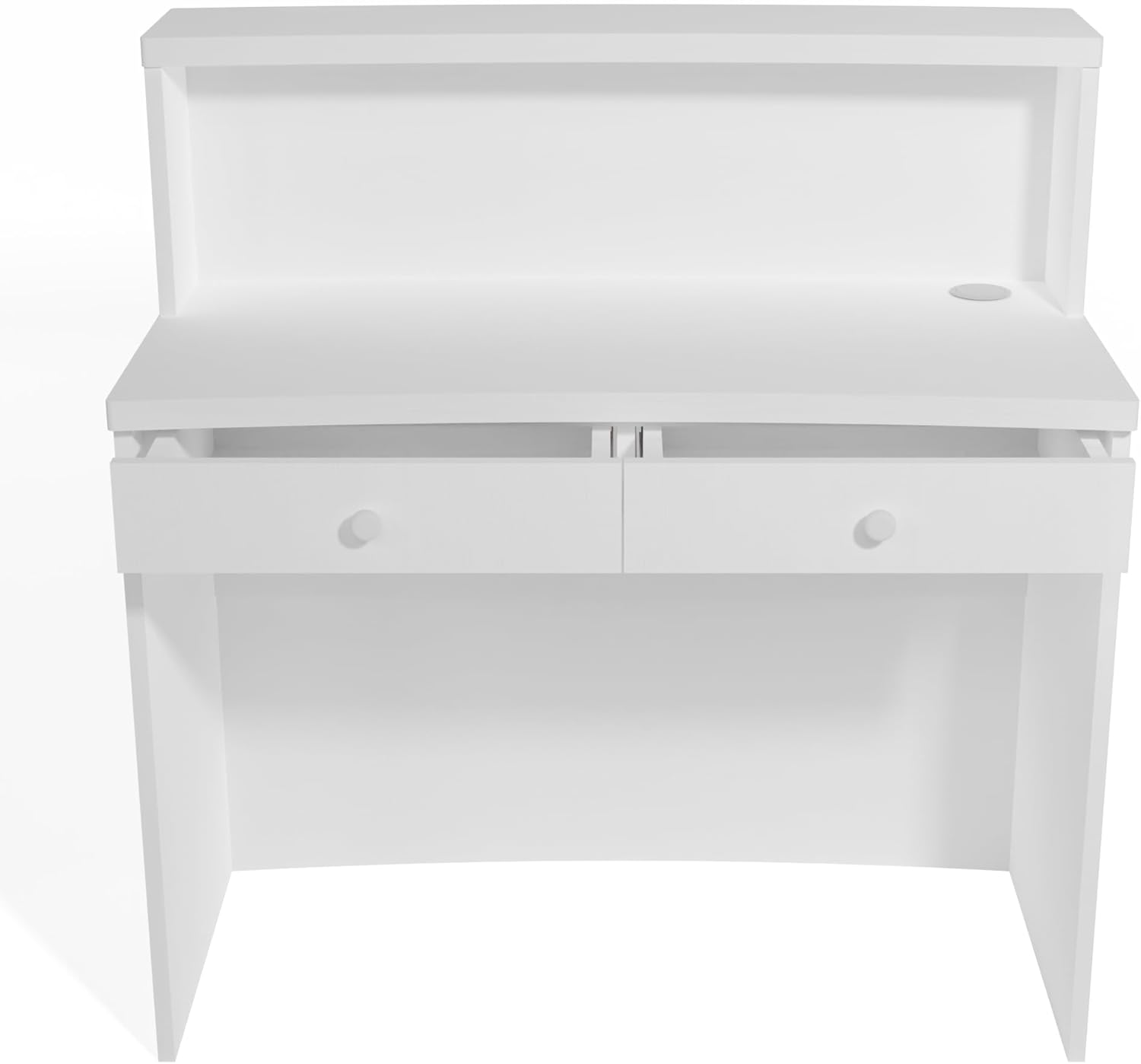UGOS Mono White Modern Reception Desk w/Transaction Counter | Laminate Desktop | Multifunctional Standing Front Desk for Home, Office, Salon, Spas, and Lobby (40 inch)