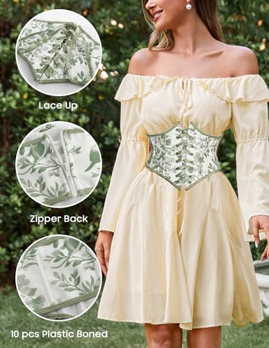 Image of Scarlet Darkness Corset Belt for Women Floral Lace Up Boned Underbust Corset Waist Belts