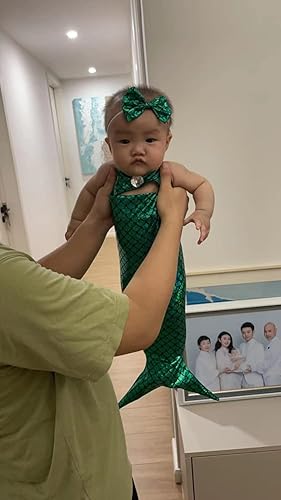 Miniatura 2 de Traje de sirena para bebé recién nacido, accesorios para fotos, diadema de fotografía, brasier de cola de sirena para bebés de 3 a 6 meses, rosa