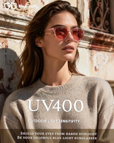 Image of Bloomoak Rose Migraine Glasses, FL-Flex Light Sensitivity Relief Glasses for Fluorescent LED Glare /Photophobia /Eye Strain