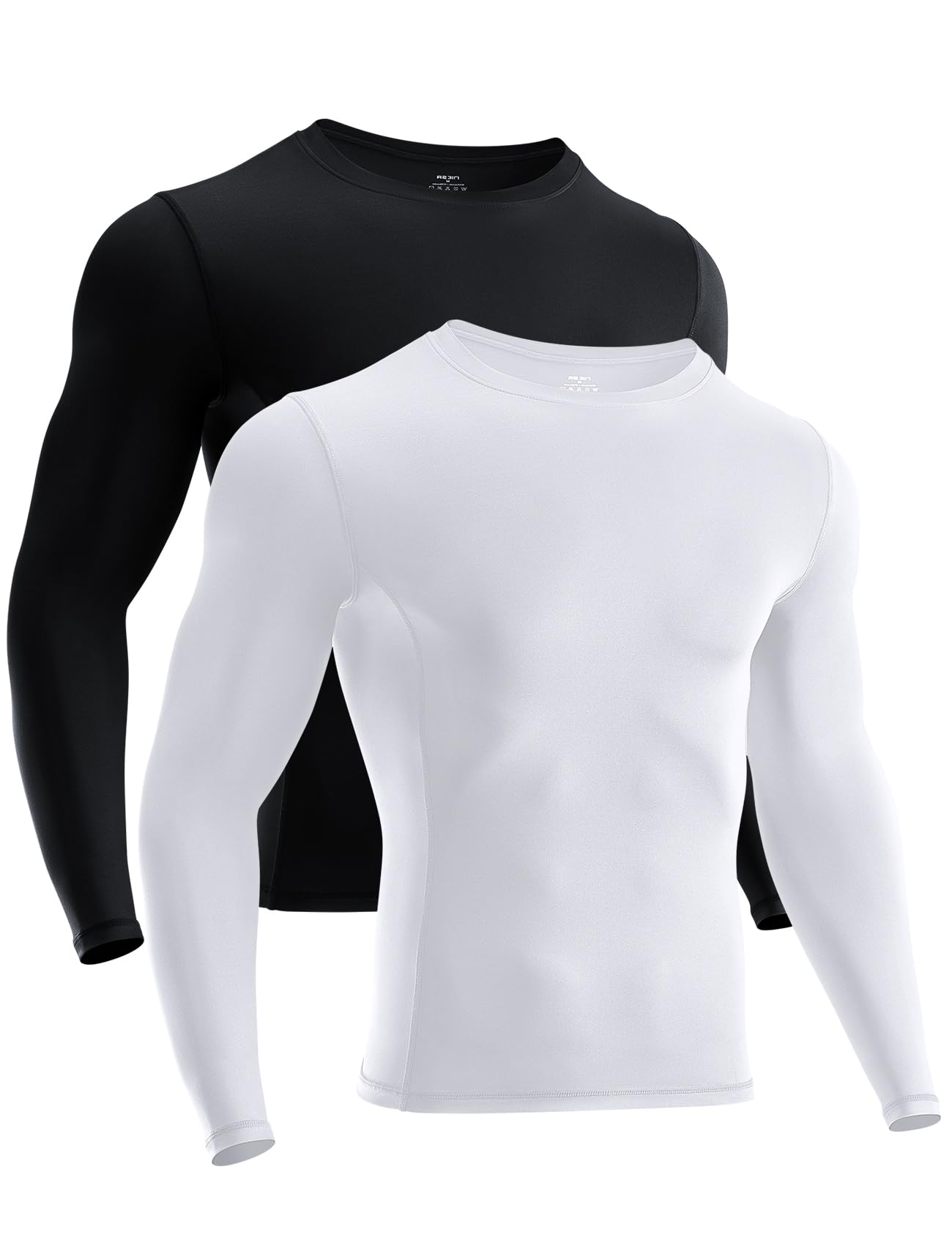 Niksa Kompressionsshirt Herren Langarm, Sportshirt Männer Atmungsaktiv & Schweißableitend, Funktionsshirt für Fitness, Laufen, Gym, Training (1er/2er Pack)