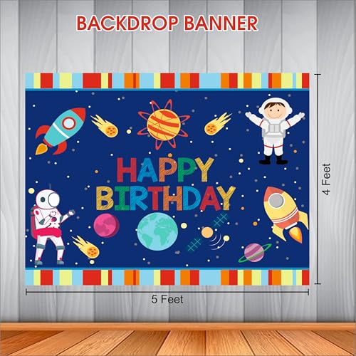 Image of Space Birthday Backdrop 5x4 Ft | Backdrops for Decoration | Birthday Decoration Backdrop | Banner for Kids Theme Party