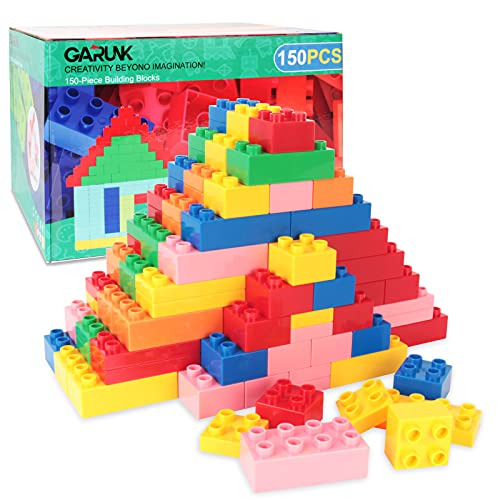 GARUNK 150 Piece Classic Big Building Bricks | Large Toy Blocks | Compatible with Most Major Brands, STEM Educational Toy Large Building Bricks Set for All Ages, Birthday Gift for Boys & Girls
