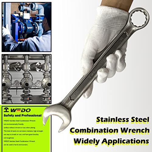 Wedo Combination Wrench Stainless Steel Spanner Wrench,12 Point Double Ended Box,Open End 13Mm,15 Degree Offset,Length 175Mm,Anti-Corrosion,High Strength,Polished Dent Surface,Din Standard #TOP4