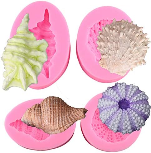 Mujiang Seashell Silicone Mold Shell Fondant Molds Cupcake Cake Decoration Tool Set