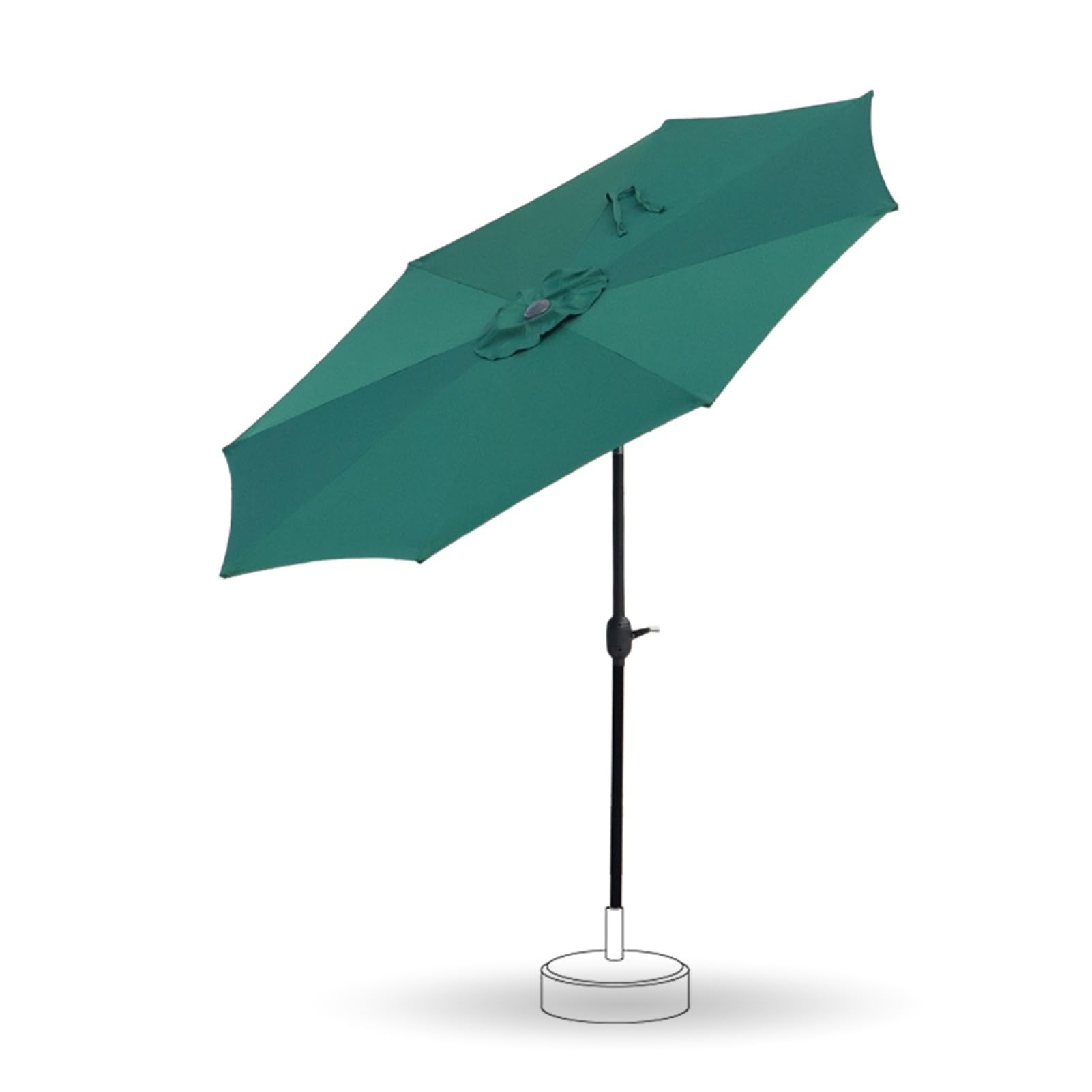 8ft Round Outdoor Garden Parasol, Flat Canopy, Large Patio Umbrella with Push Button Tilt and Crank, UV-Resistant for Deck, Market, Pool(Green)