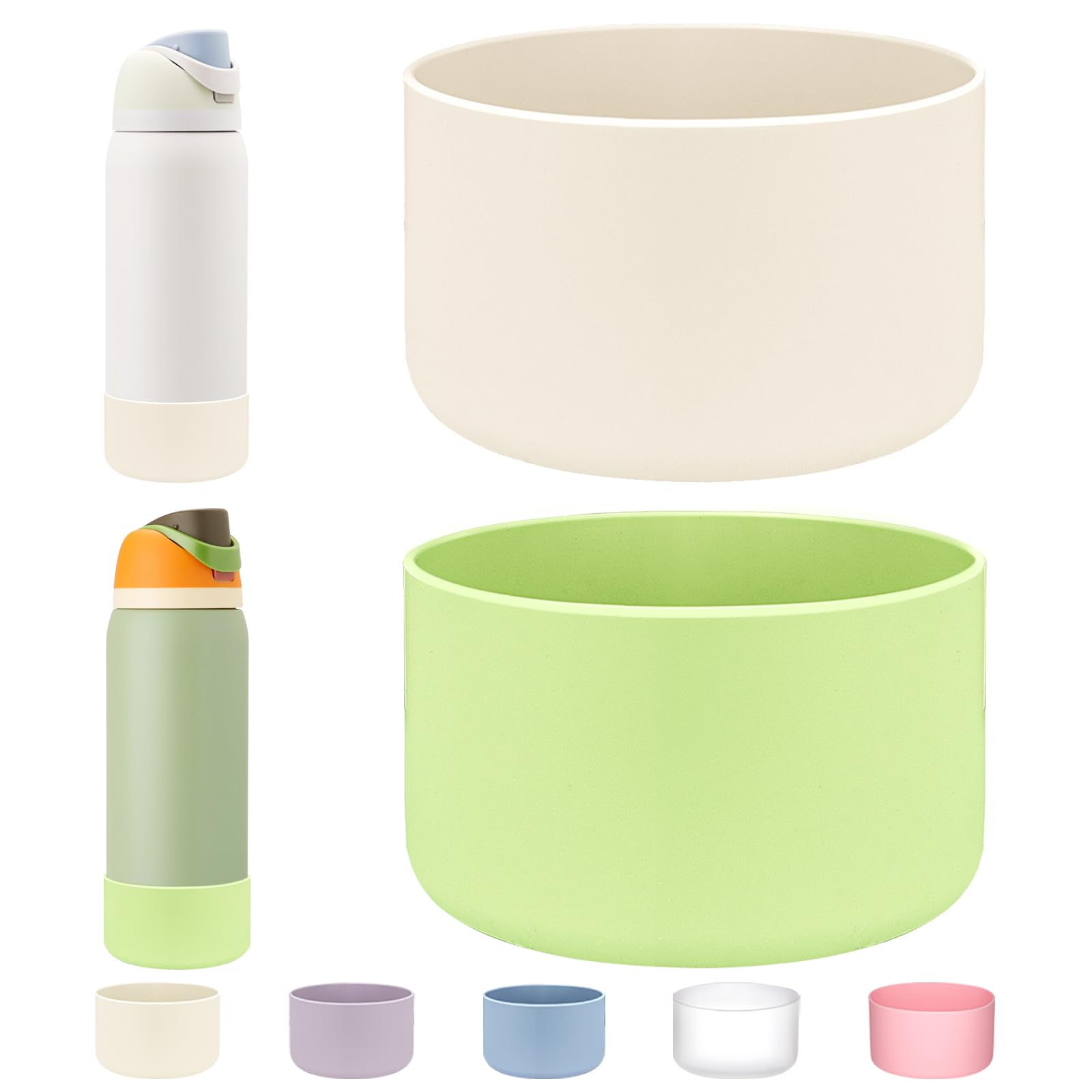 WK IEASON 2Pcs Silicone Boot for Owala Water Bottle, Protective Flask Bottom Cover Base for Owala FreeSip Twist and Flip Flask Water Bottle