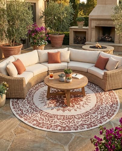Rugs.com - Outdoor Traditional Rug – 12 Ft Round Rust