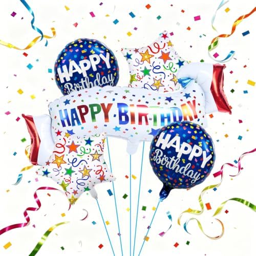 Birthday Decoration Set Colorful Happy Birthday Banner Balloon,St...