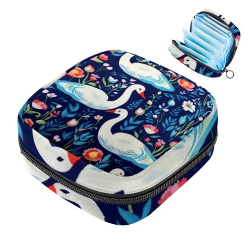 Sacchetto di immagazzinaggio del tovagliolo sanitario,Borsa mestruale,Borsa per cuscinetti,Cigno vegetale floreale variopinto,Sacchetto di periodo
