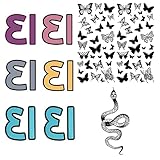 Fenyong Number 13 Temporary Tattoos Stickers with Butterfly and Snake 13 Hand Tattoo Concert Rave Ac