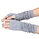 Gloves,toraway Winter Warmer Knitted Long Fingerless Wrist Warmers Gloves (Grey)