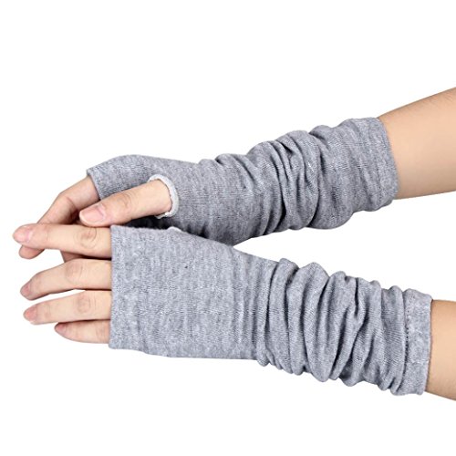 Gloves,toraway Winter Warmer Knitted Long Fingerless Wrist Warmers Gloves (Grey)