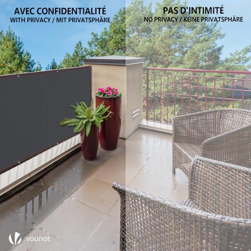 Image of VOUNOT Privacy Netting 1.5x20m Garden Screening 230 g /m HDPE Shading Net, 95% Shading Rate UV-resistant, Tear-Resistant Windbreak Fencing with Holes and Cable Ties, Anthracite