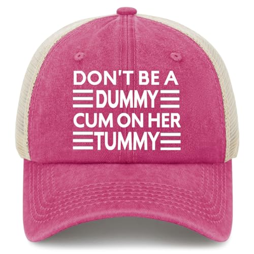 Don't Be A Dummy Cum On Her Tummy Cute Hats for Women Vintage Lids Trucker Cap Pink
