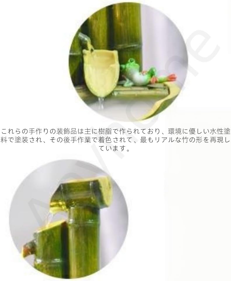 Aoyhomeデスクトップ噴水、竹噴水、循環水噴水装飾品、ランドスケープガーデン噴水像、竹形デスクトップ噴水、高シミュレーション、天