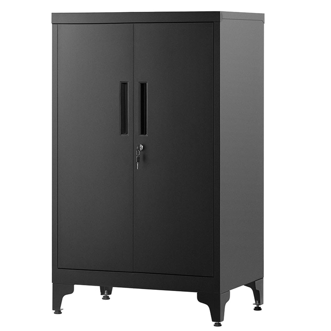 Helloshop26 Caisson de Bureau Placard Polyvalent Armoire de Bureau à 2 Portes verrouillable 40 x 60 x 90 cm Meuble de Rangement en Acier pour Bureau Salon Noir 12_0004831